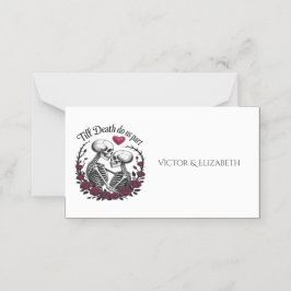 Cartão De Mesa Até que a morte nos faça parte da Rosa vermelha do