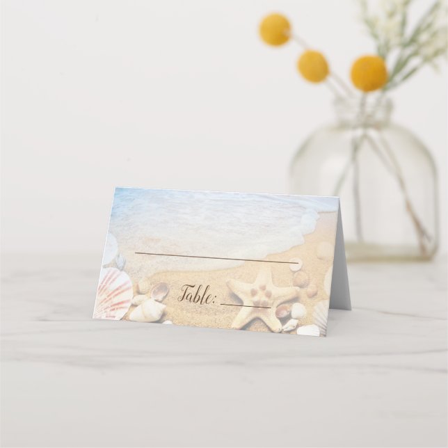 Cartão De Mesa Atribuição de Mesa de Casamento na Praia Tropical (Frente)