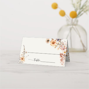Cartão De Mesa Autumn Wildflower Boho Nome do Convidado