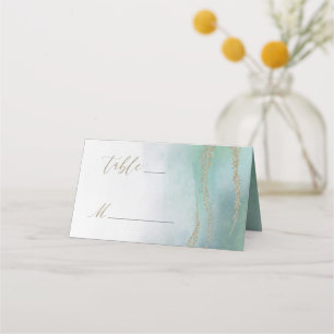 Cartão De Mesa Awash Elegant Watercolor no Número da Tabela Oceân