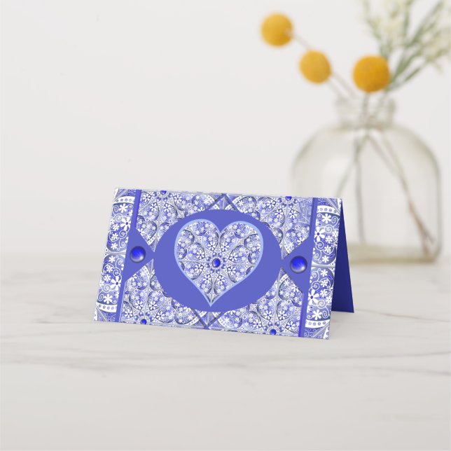 Cartão De Mesa Azul de rendas cerâmicas de Grécia (Verso)