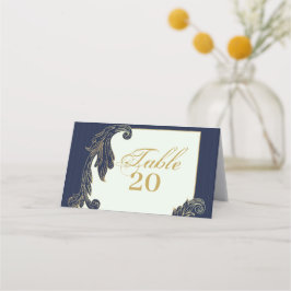 Cartão De Mesa Azul e Dourado