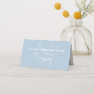 Cartão De Mesa Azul Empoeirado Casamento Ampersand Reverso | Asse