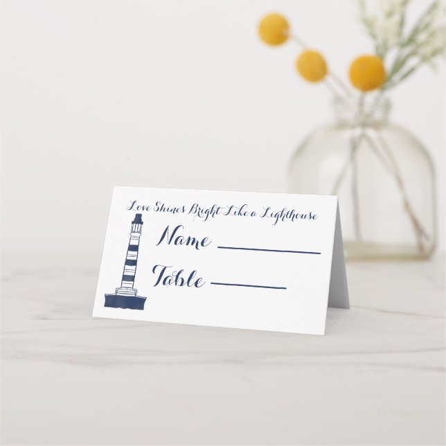 Cartão De Mesa Azul Marinho Náutico Elegante, RSVP (Frente)