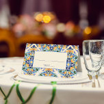 Cartão De Mesa Azulejo azul Talavera azulejo vintage casamento me<br><div class="desc">Vintage azul e castanho colorido mexicano talavera azulejo azulejos cartões de lugar para casamento,  azulejos coloridos talavera ornamentos de vintage coloca cartões recepção de casamento decor,  dentro você pode digitar obrigado sua mensagem se quiser</div>