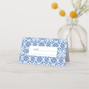 Cartão De Mesa Azulejos Portugueses Casamento Floral Azul