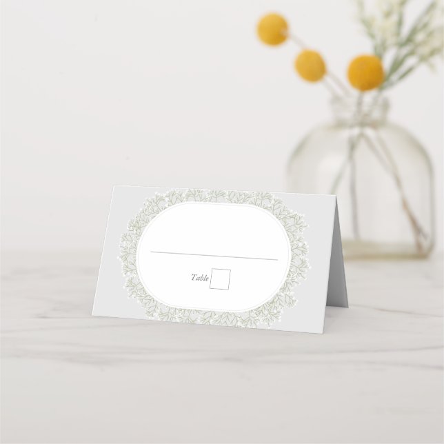 Cartão De Mesa Baby's Breath Monogram Gypsophila Floral Wedding (Frente)