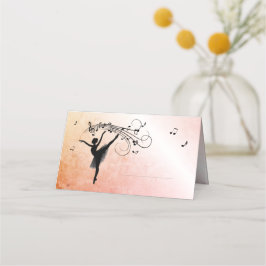 Cartão De Mesa Ballerina Dançando com Música Laranja Marmoreado