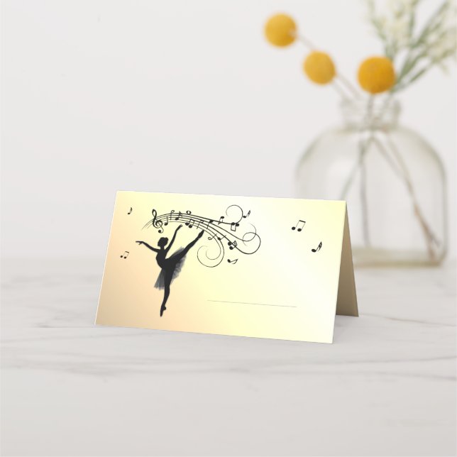 Cartão De Mesa Ballerina Dançando Incrível com Música Amarela (Frente)