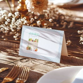 Cartão De Mesa Banca de Vegetais do Mercado de Meninos