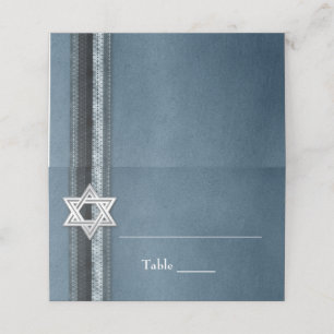 Cartão De Mesa Bar Mitzvah Azul Moderno Strik