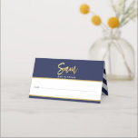 Cartão De Mesa BAR MITZVAH marinho moderno azul   nome dourado SA<br><div class="desc">pelo kat massard >> kat@simplysweetPAPERIE.com <<< Uma tendência, design bonitinho para os seus CARDS DE RESIDÊNCIA de eventos. Escrever nomes de convidados manuais e adicionar número de tabela TIP: 1. Para mudar/mover gráficos e fontes e adicionar mais texto - pressione o botão "personalizá-lo" *** Correspondência de envelopes impressos disponíveis também...</div>