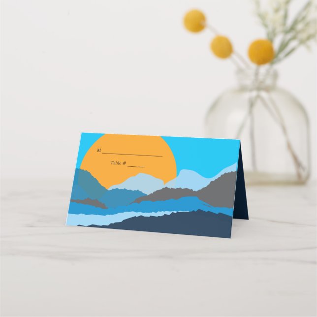 Cartão De Mesa Bar SUNSET & MOUNTAINS Bat Mitzvah Placa Sentada (Frente)