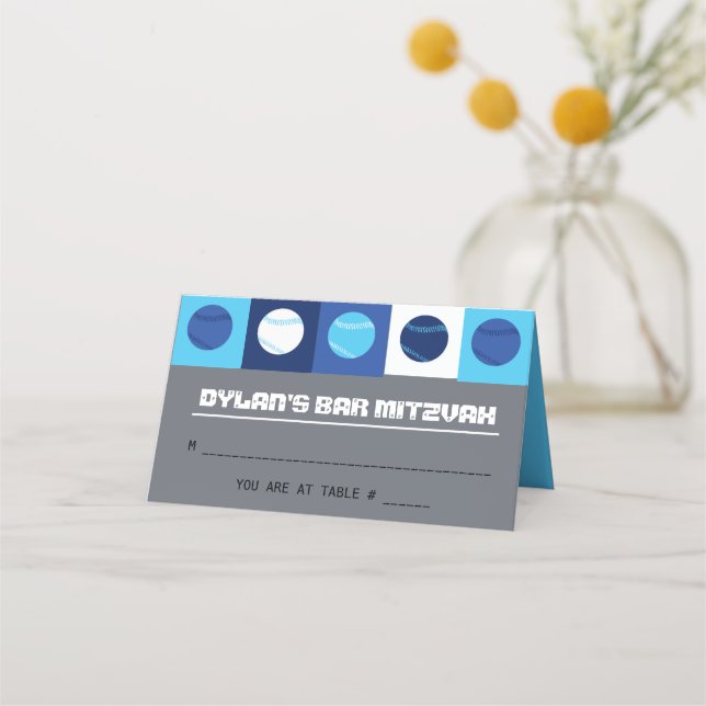 Cartão De Mesa BASEBALL Bat Mitzvah Mesa Sentado Cartão Escort (Frente)