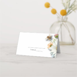 Cartão De Mesa Bee Watercolor Wildflower Place Card