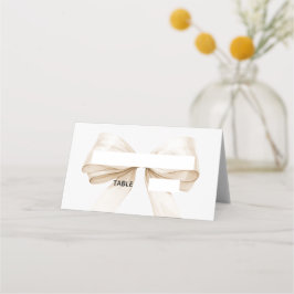 Cartão De Mesa Beige cream Bow Place Cards Elegant Folded