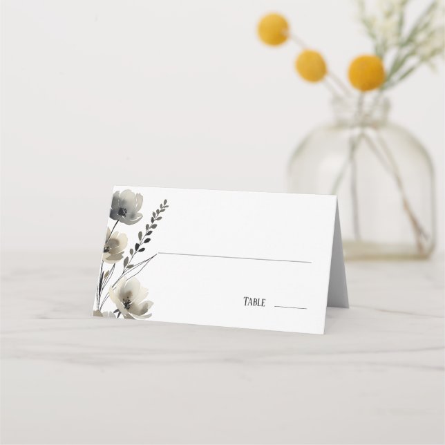 Cartão De Mesa Beige Neutral Floral Wedding (Frente)