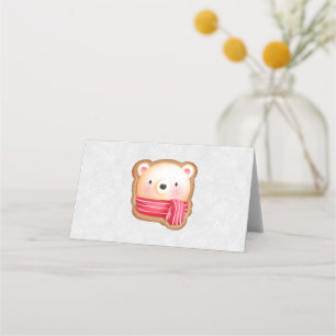 Cartão De Mesa Belo Urso Enfrentado Vermelho Scarf e Cheeks Rosad