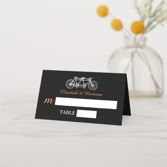 Cartão De Mesa Bicicleta Tandem No Casamento De Chalkboard (Frente)