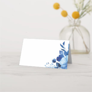 Cartão De Mesa Blue Blooms Watercolor BAT MITZVAH PERSONALIZADO