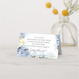 Cartão De Mesa Blue Hydrangeas Watercolor Favor da Caridade de Ca