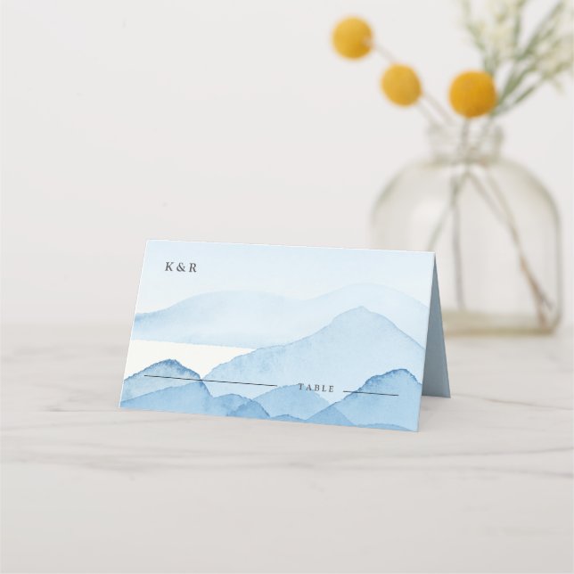 Cartão De Mesa Blue Mountain Range Landscape Place Card (Frente)