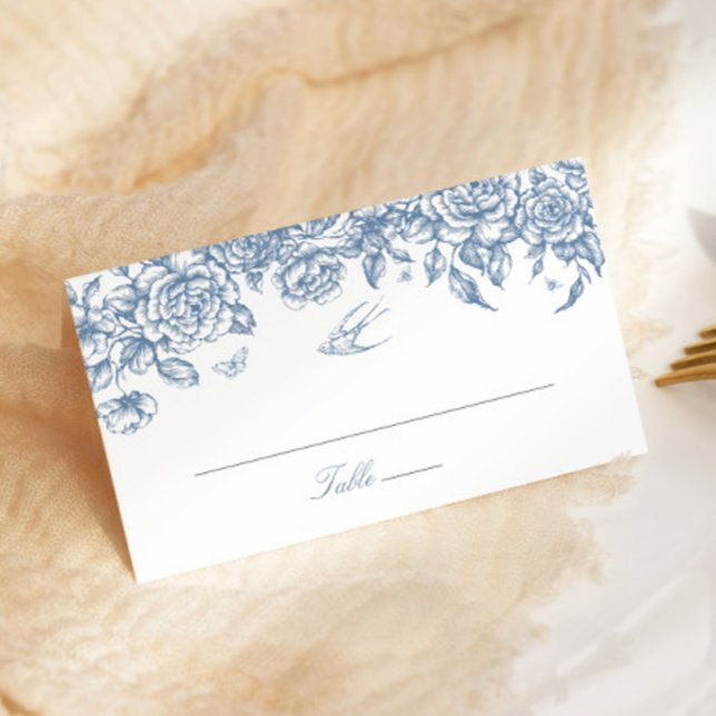 Cartão De Mesa Blue Toile Wedding Place Card Chinoiserie (Criador carregado)