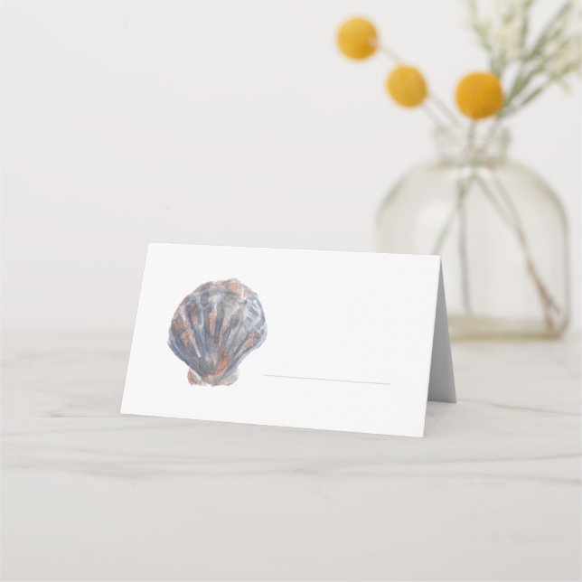 Cartão De Mesa Blue toned Shell Place Card (Frente)