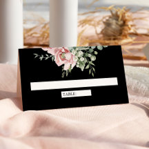 Blush Pink Floral Eucalyptus Black Wedding