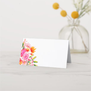 Cartão De Mesa Boas-vindas às Flores Laranja Rosa Moderno