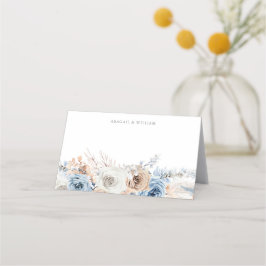 Cartão De Mesa Boho Blue: Casamento Floral Boêmia Azul Dusty