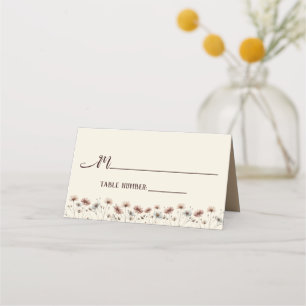 Cartão De Mesa Boho Chic Wildflower Elegant Wedding Write-In