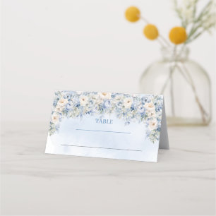 Cartão De Mesa Boho Elegant Dusty Blue e Ivory Flowers inverno