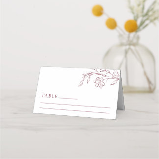 Cartão De Mesa Boho Floral Line Art  Wedding Table Place Card