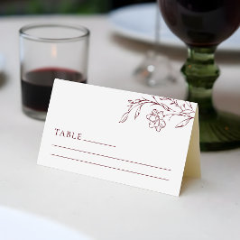 Cartão De Mesa Boho Floral Line Art Wedding Table Place Card