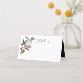 Cartão De Mesa Boho Floral Rosa Script Wedding
