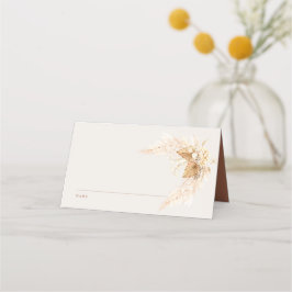 Cartão De Mesa Boho Flores Secas e Casamento de Grass Pampas