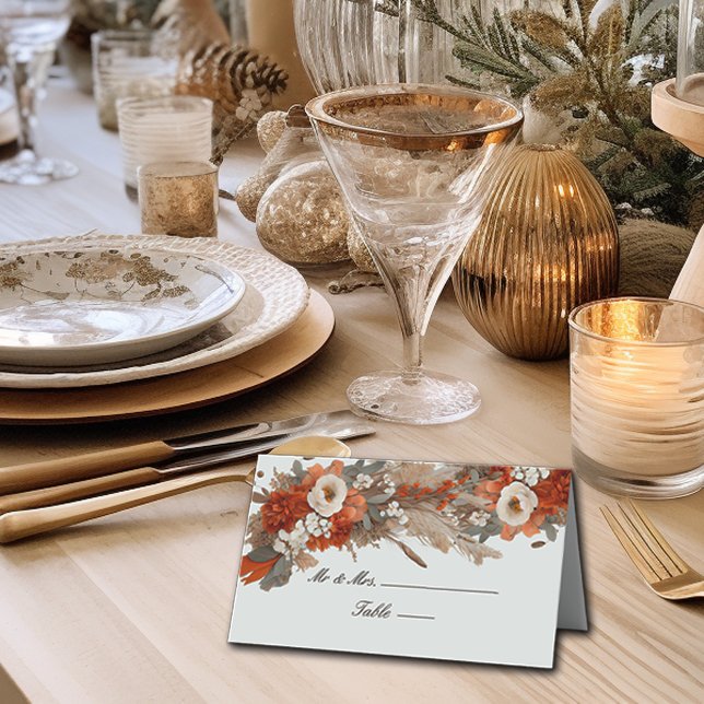 Cartão De Mesa Boho Flowers Cai Cores, Casamento de Outono (Criador carregado)