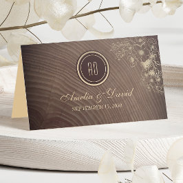 Cartão De Mesa Boho Flowers Rustic Wood Place Card