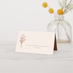 Cartão De Mesa Boho Minimalist Botanicals Terracotta Wedding