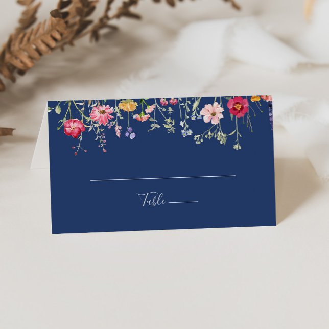 Cartão De Mesa Boho Multicolor Wildflower Place Card (Criador carregado)