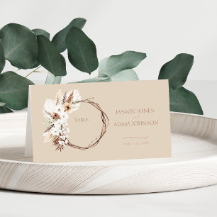 Cartão De Mesa Boho Terracotta Beige, Seco, Casamento Floral