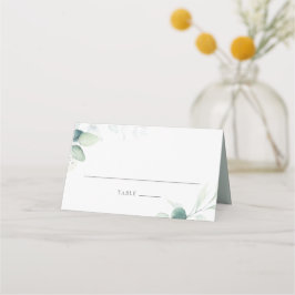 Cartão De Mesa Boho Watercolor Eucalyptus Deixa Casamento Verde