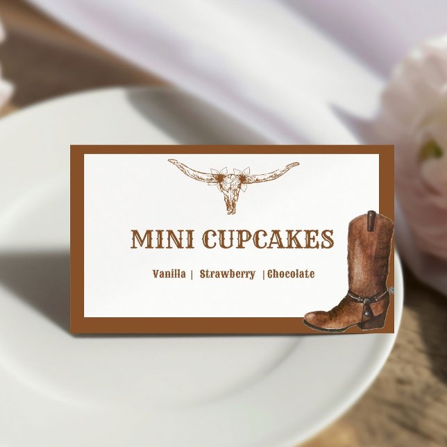 Cartão De Mesa Boho Western Cowboy Buffet Mini cupcake (Criador carregado)