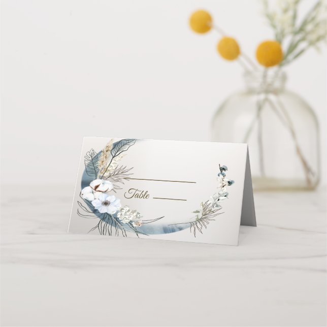 Cartão De Mesa Boho White Orchid Flores Blue Moon Elegant (Frente)