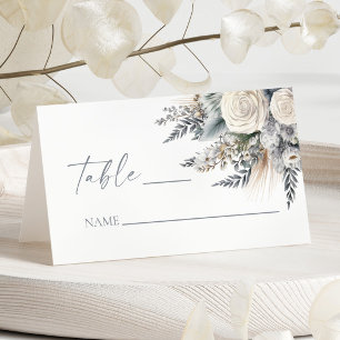 Cartão De Mesa Boho White Rose Floral Flower Garden Casamento