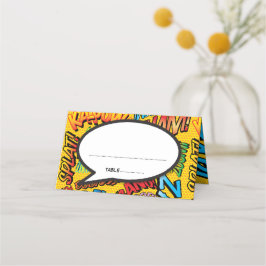 Cartão De Mesa Bolha de Fala de Quadrinhos Retro na Moda