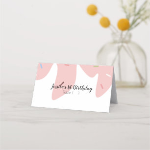 Cartão De Mesa Bolo de Aniversário de Sorvete Rosa Derretendo Con
