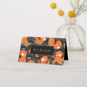 Cartão De Mesa Boo Octopus Orange & Black Kids Clothing & Décor