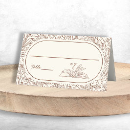 Cartão De Mesa Book Theme Floral Brown Bridal Shower